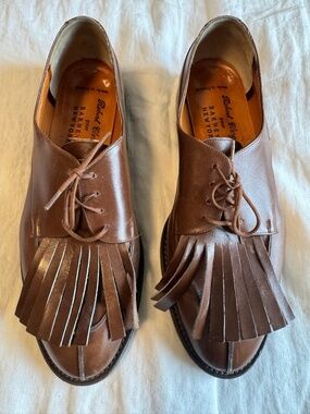 Vintage Clergerie Kiltie Fringe Leather Lace-Up Loafers Size 10